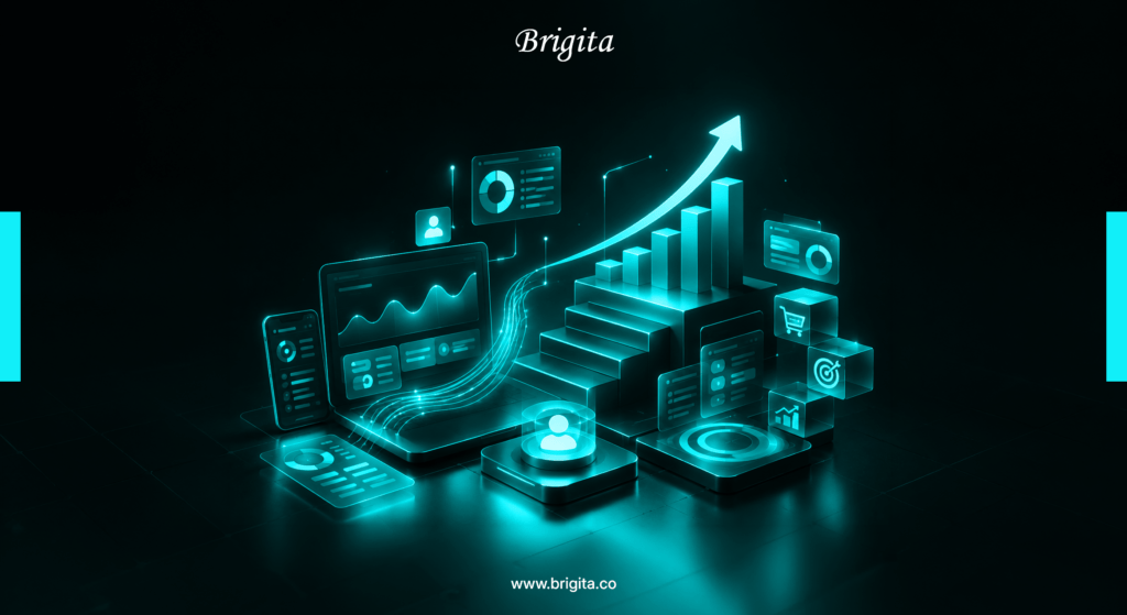 UX strategy concept showing design and ROI alignment for business growth in 2026 by Brigita